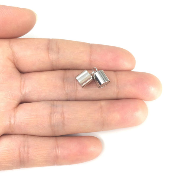 1pc 925 Sterling Silver Tube Magnetic Clasp, Tarnish Resistant Rhodium Plated, 13.2mm, SS385