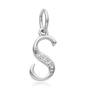 1pc 925 Sterling Silver Letter S Charm, Tarnish Resistant Rhodium Plated, Cubic Zirconia CZ Name Initial Pendant Drop,SSP-C19