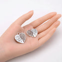 20pcs Mother Daughter Forever Heart Charms, 29mm Large Double Sided Heart Drop Pendants, Antique Silver, MC-D8