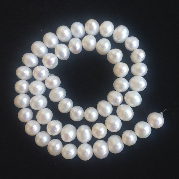 Adabele Natural AA Grade Potato Round Pearl Beads, White Cultured Freshwater Pearls, 7- 8mm, 1 Strand/14 Inch, FP1-78