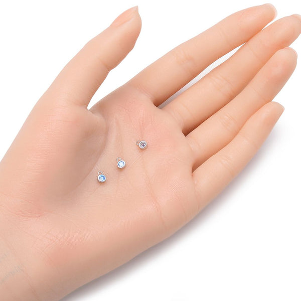 2pcs 925 Sterling Silver 4mm Tiny March Birthstone Charm Drop Pendants, Tarnish Resistant, Aquamarine Blue Cubic Zirconia Gemstone, SXP4-3