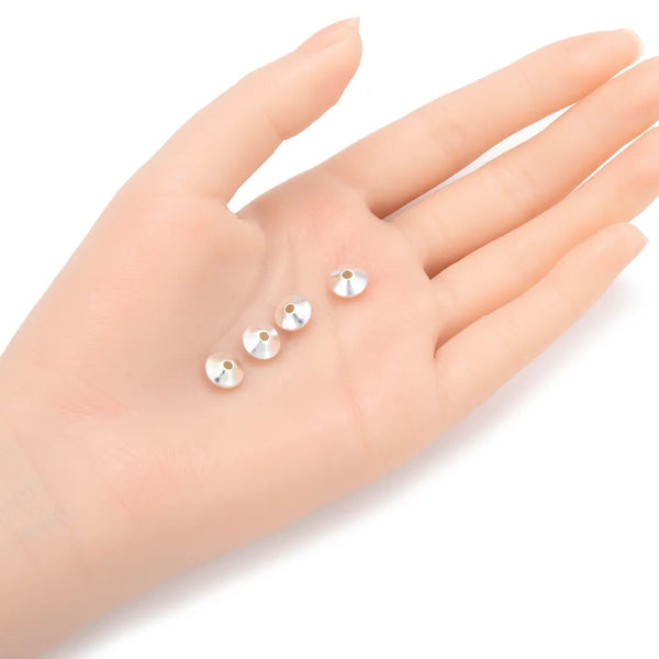10pcs 925 Sterling Silver Saucer Rondelle Spacer Beads, 8mm, Hole ID 2mm, SS53