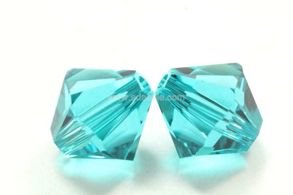 100pcs Preciosa Faceted Bicone Crystal Beads, Blue Zircon, Size Selections: 3mm/4mm/6mm