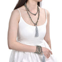 Adabele Premium 108 Mala Bead Tassel Necklace, 8mm Natural Grade A Labradorite Gemstone, Buddhist Japa Prayer Beaded Jewelry RGN2