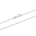 1pc 925 Sterling Silver Figaro Link Chain Necklace, Tarnish Resistant Rhodium Plated, 1.5mm, Length Selections: 18/20/22/24/26 inch