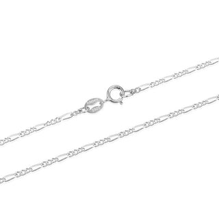 1pc 925 Sterling Silver Figaro Link Chain Necklace, Tarnish Resistant Rhodium Plated, 1.5mm, Length Selections: 18/20/22/24/26 inch
