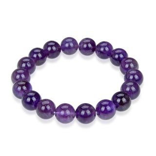 1 Strand Stretch Natural Grade A Purple Amethyst Beaded Gemstone Bracelet, 8mm Bead, Length Selections: 7 inch/7.5 inch/8 inch/8.5 inch