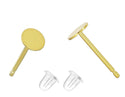 10 Pairs 925 Sterling Silver Earring Posts, Real 18K Yellow Gold Plated, Glue On Flat Board, 20pcs Plastic Earring Backs, Flat Board Selections: 3/4/6/8mm