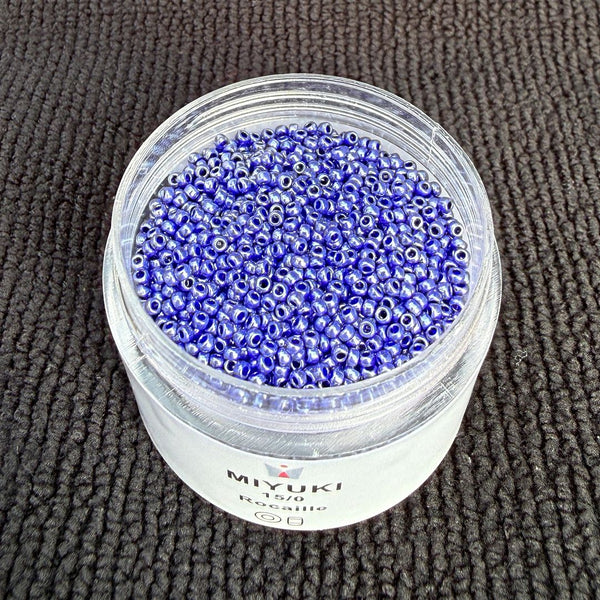 25g Miyuki Rocaille 15/0 Round Seed Beads Opaque Luster Cobalt Blue RR-434