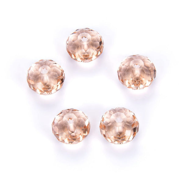 24pcs Adabele Austrian Faceted Rondelle Crystal Beads #5040, Light Peach, Size Selections: 6x4mm, 8x6mm, 10x8mm