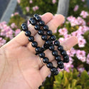1 Strand Stretch Natural Grade A Black Tourmaline Beaded Gemstone Bracelet, 8mm Bead, Length Selections: 7 inch/7.5 inch/8 inch/8.5 inch