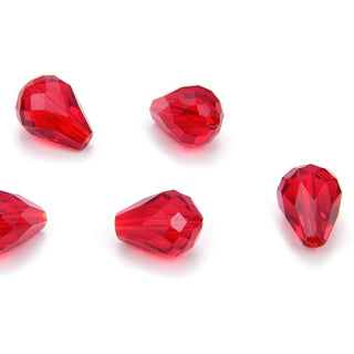 24pcs Adabele Austrian Faceted Teardrop Crystal Beads #5500, Siam Red, 10mm x 8mm, Hole ID 1.1mm, SST-1005