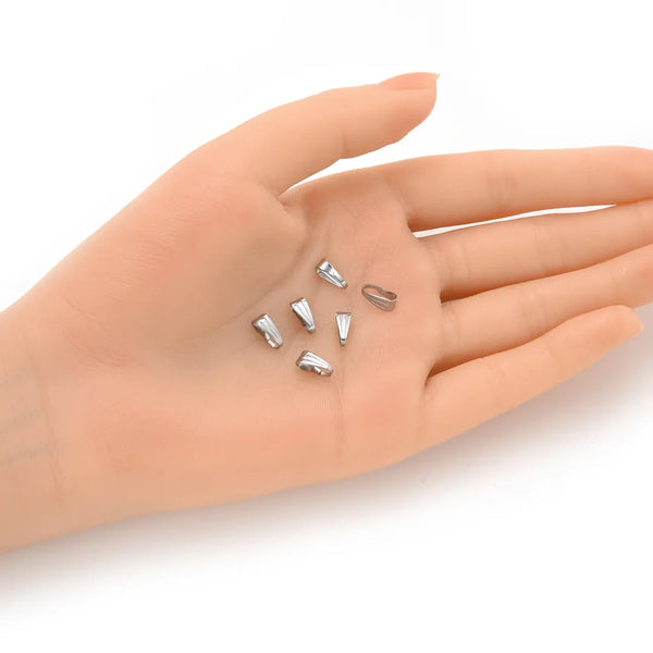 300pcs 316 Stainless Steel 9mm Snap-On Pendant Clasp Bails