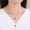 925 Sterling Silver January Birthstone Solitaire Necklace, 8mm/2 Carat Red Garnet Cubic Zirconia CZ, Length Selections: 16 inch/18 inch