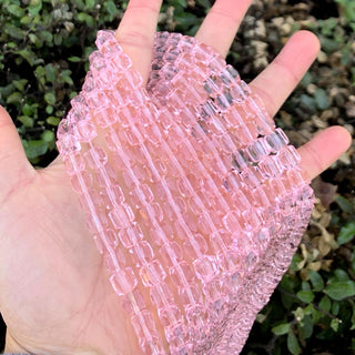 100pcs Creative Club Faceted Cube Crystal Glass Beads, Rosaline Pink, 8mm, Hole ID 1mm, CCC803