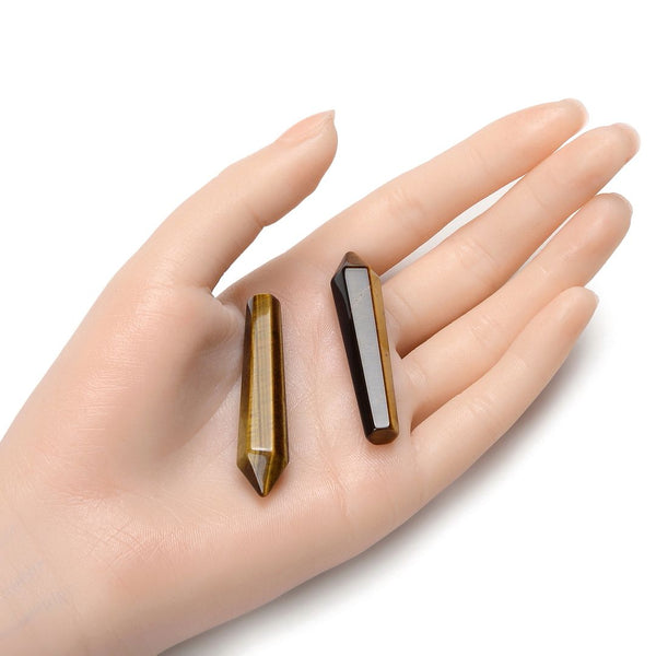 4pcs Natural Yellow Tiger Eye Gemstone Tower Wand, 52mm Loose Cut Stones, G3P-D1