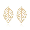 20pcs Brushed Raw Brass Filigree Leaf Pendant Drop, Connector, Unplated/Uncoated, Size Selections: 27mm/35mm