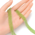 Natural Green Peridot Gemstone Tiny Small Faceted Round Beads, 3mm, Hole ID 0.6mm, 15 Inch/1 Strand, GK3-11
