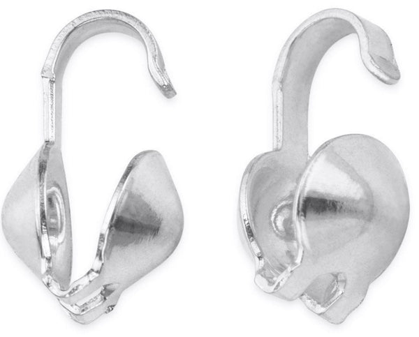 10pcs 925 Sterling Silver Clamshell Calotte Bead Tips, End Cap Knot Cover, Open Hook, 10mm, 4mm Cup, SS187-1