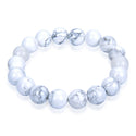 1 Strand Stretch Natural White Howlite Beaded Gemstone Bracelet, 8mm Bead, Length Selections: 7 inch/7.5 inch/8 inch/8.5 inch