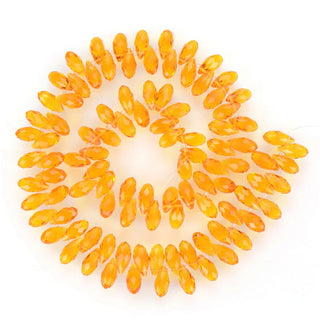 200pcs Creative Club Faceted Teardrop Briolette Crystal Glass Beads, Pendant Drop, Orange Sun, 12x6mm, Hole ID 1mm, CCT2-12