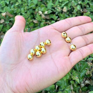 50pcs Tarnish Resistant Seamless Smooth Round Beads, 18K Yellow Gold Plated Brass, Size Selections: 6mm/8mm/10mm