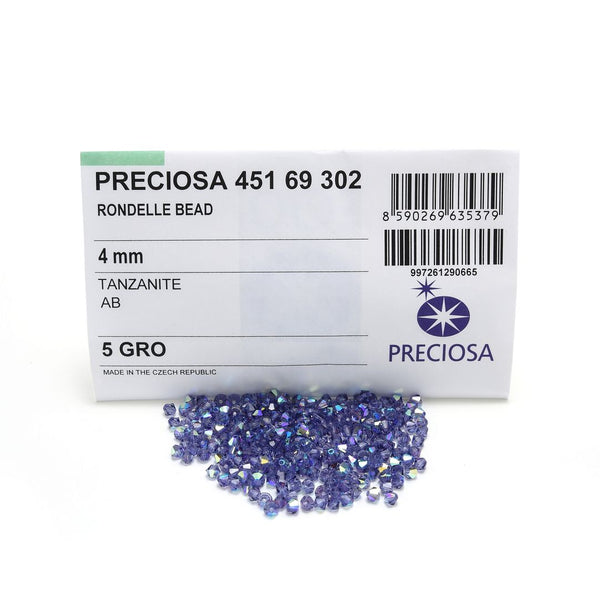 100pcs Preciosa Faceted Bicone Crystal Beads, Tanzanite AB, Size Selections: 3mm/4mm/6mm