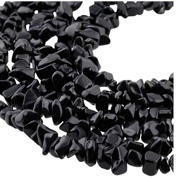 Natural Black Obsidian Gemstone Chip Beads, Free Form, 5mm-8mm, Hole ID 1mm, 1 Strand/31 Inch, GZ1-22