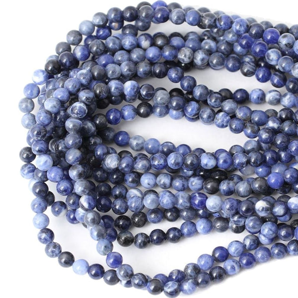 Natural Blue Sodalite Gemstone Round Beads, 15 Inch/1 Strand, Size Selections: 4mm/6mm/8mm/10mm