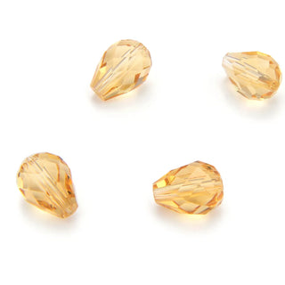 24pcs Adabele Austrian Faceted Teardrop Crystal Beads #5500, Golden Champagne, 8mm x 6mm, Hole ID 1mm, SST-828