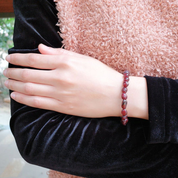 1 Strand Stretch Natural Garnet Free Form Gemstone Bracelet, 5-8mm Small Beads, Length Selections: 7 inch/7.5 inch