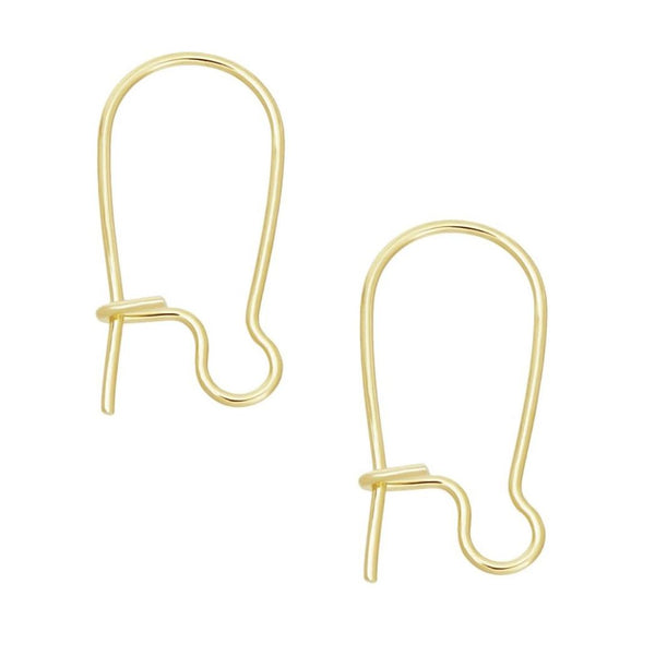 50pcs Tarnish Resistant Kidney Earring Hooks, 18K Yellow Gold Plated Brass, Size Selections: 18mm/25mm/30mm/36mm/43mm/47mm