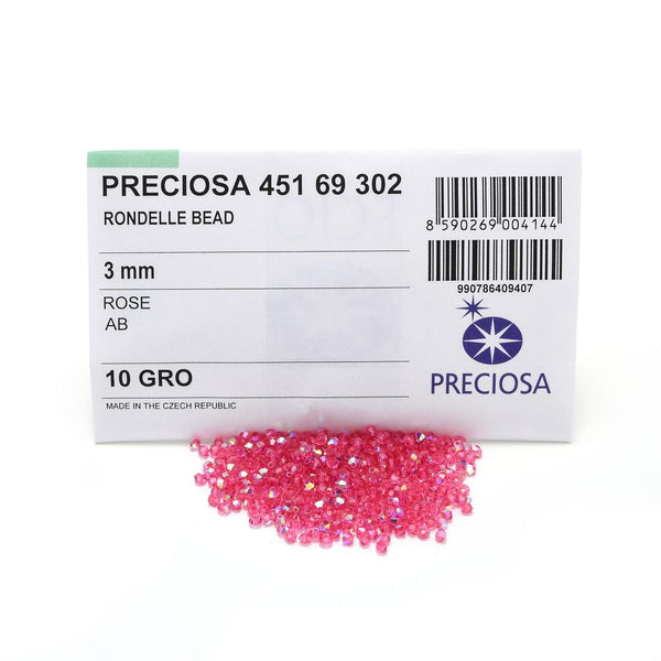 100pcs Preciosa Faceted Bicone Crystal Beads, Rose AB, Size Selections: 3mm/4mm/6mm
