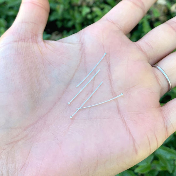 20pcs 925 Sterling Silver Ball Headpin Head Pins, 0.4mm/26 Gauge, Length Selections: 25mm/30mm/35mm/38mm
