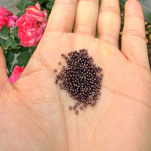 25g Miyuki Rocaille 15/0 Round Seed Beads Opaque Metallic Bronze RR-457B