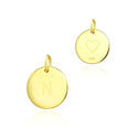 1pc 925 Sterling Silver 12mm Letter N Charm, Real 18K Yellow Gold Plated, Heart Engraved, Name Initial Disc Coin Pendant Drop, SLP-G14