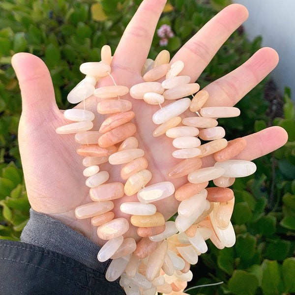 Natural Pink Aventurine Gemstone Stick Point Beads, Irregular, 7mm-23mm Long, Hole ID 1mm 1 Strand/15 Inch, GZ5-21