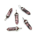 4pcs Natural Rhodonite Gemstone Pendants, 42mm Loose Bullet Point Stone Drops, G2P-C9