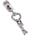 1pc Solid 925 Sterling Silver Happy Heart Bead Charm, Compatible with Pandora All Other Charm Bracelet, EC504
