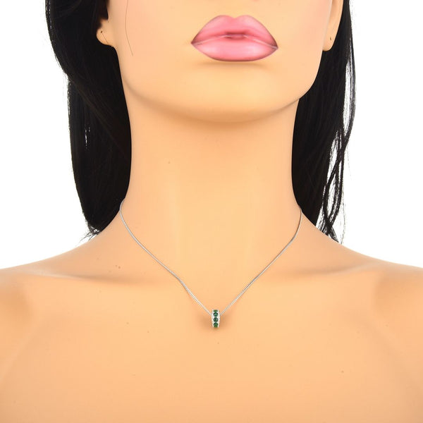 1pc 925 Sterling Silver May Birthstone Bead Charm, Green Emerald Cubic Zirconia CZ, 9.5x5mm, Hole ID 4.5mm, EC1-C5