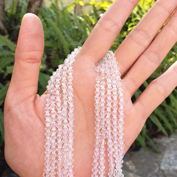 500pcs Creative Club Faceted Bicone Crystal Glass Beads, Crystal Clear, 4mm (0.16 Inch) Small Tiny, Hole ID 0.9mm, CCB401