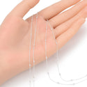 5 Feet 925 Sterling Silver Unfinished Bead Station Cable Chain Links, 2mm Beads, Thin Small, SSK-L1