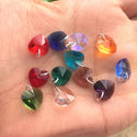 1 Set/12pcs Mixed Dangle Birthstone Charm Drops, 10mm Heart Crystal Beads, Sterling Silver Plated Open Jump Rings, BR15