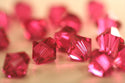 50pcs Preciosa Faceted Bicone Crystal Beads, Fuchsia, 6mm, Hole ID 1mm, Pre-B622