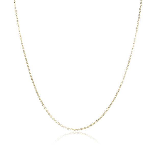 1pc 925 Sterling Silver Diamond Cut Flat Cable Link Chain Necklace, Real 18K Yellow Gold Plated, 1.5mm, Length Selections: 18/20/22/24/26 inch