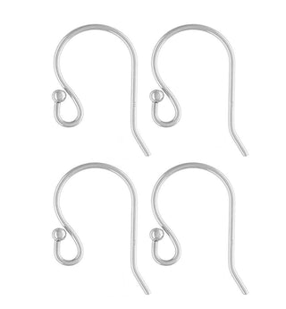20pcs 925 Sterling Silver Ball End Fish Earring Hooks, 20mm, Wire Gauge/Diameter Selections: 0.6mm/0.7mm/0.8mm/0.9mm 