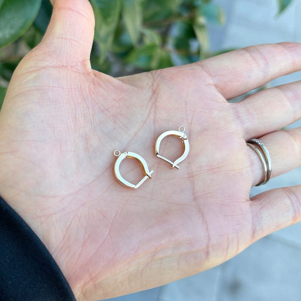 2pcs Real 1/20 14K Gold Filled 12mm Horseshoe Huggie Leverback Earring Hooks with Close Ring, 12mm, JK1-T