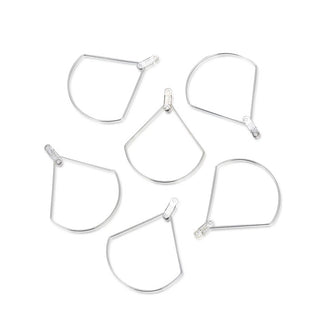 50pcs Circular Sector Beading Hoops, Sterling Silver Plated Brass, 0.7mm/21 gauge, 40mm Long, CF130-2