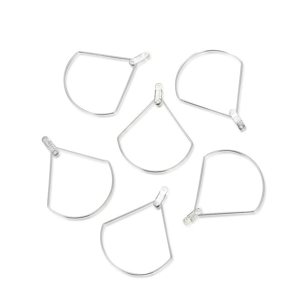 50pcs Circular Sector Beading Hoops, Sterling Silver Plated Brass, 0.7mm/21 gauge, 40mm Long, CF130-2