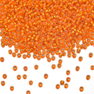 50g Miyuki Rocaille 11/0 Seed Beads Transparent Silver-lined Orange RR-8